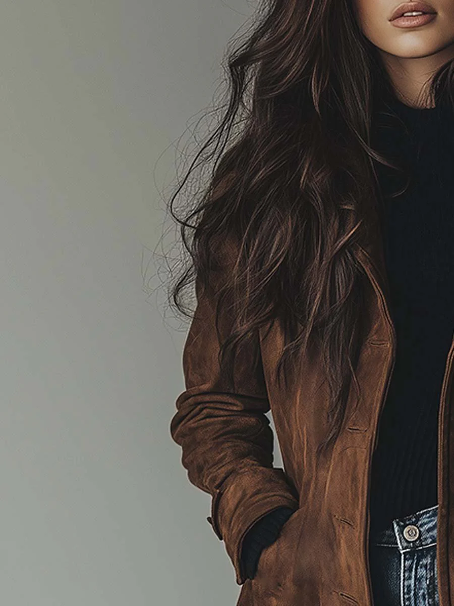 Women's Taylor Suede Trench Coat | Vintage Warm Outerwear
