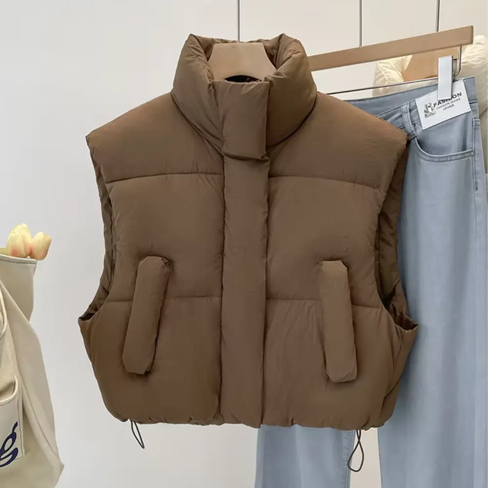 Women's Cropped Puffer Vest | Thick Winter Gilet