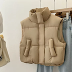 Women's Cropped Puffer Vest | Thick Winter Gilet