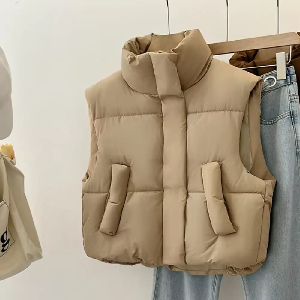 Women's Cropped Puffer Vest | Thick Winter Gilet