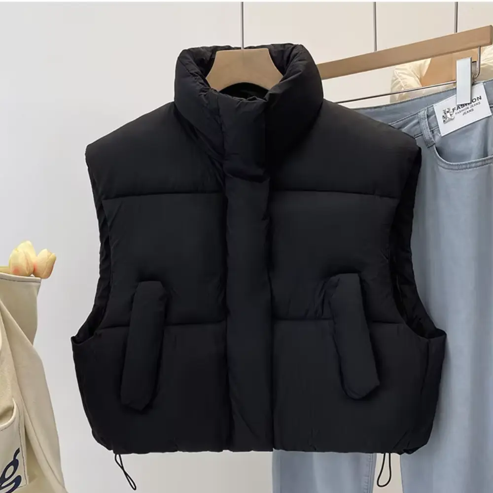 Women's Cropped Puffer Vest | Thick Winter Gilet
