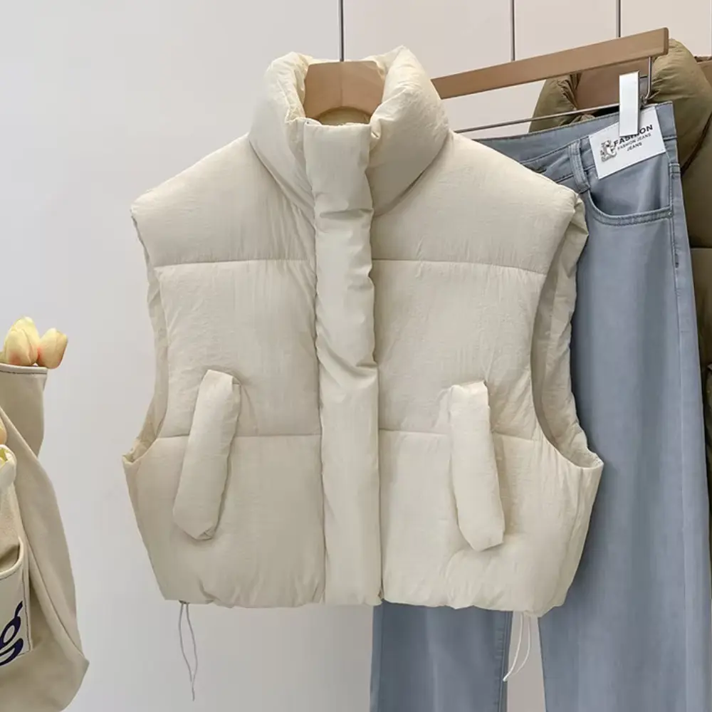 Women's Cropped Puffer Vest | Thick Winter Gilet