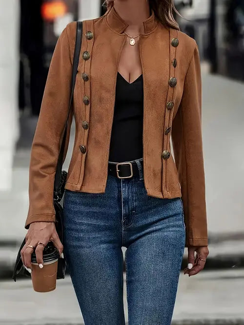 Women Classic Buttoned Jacket | Elegant Tailored Fit Outerwear
