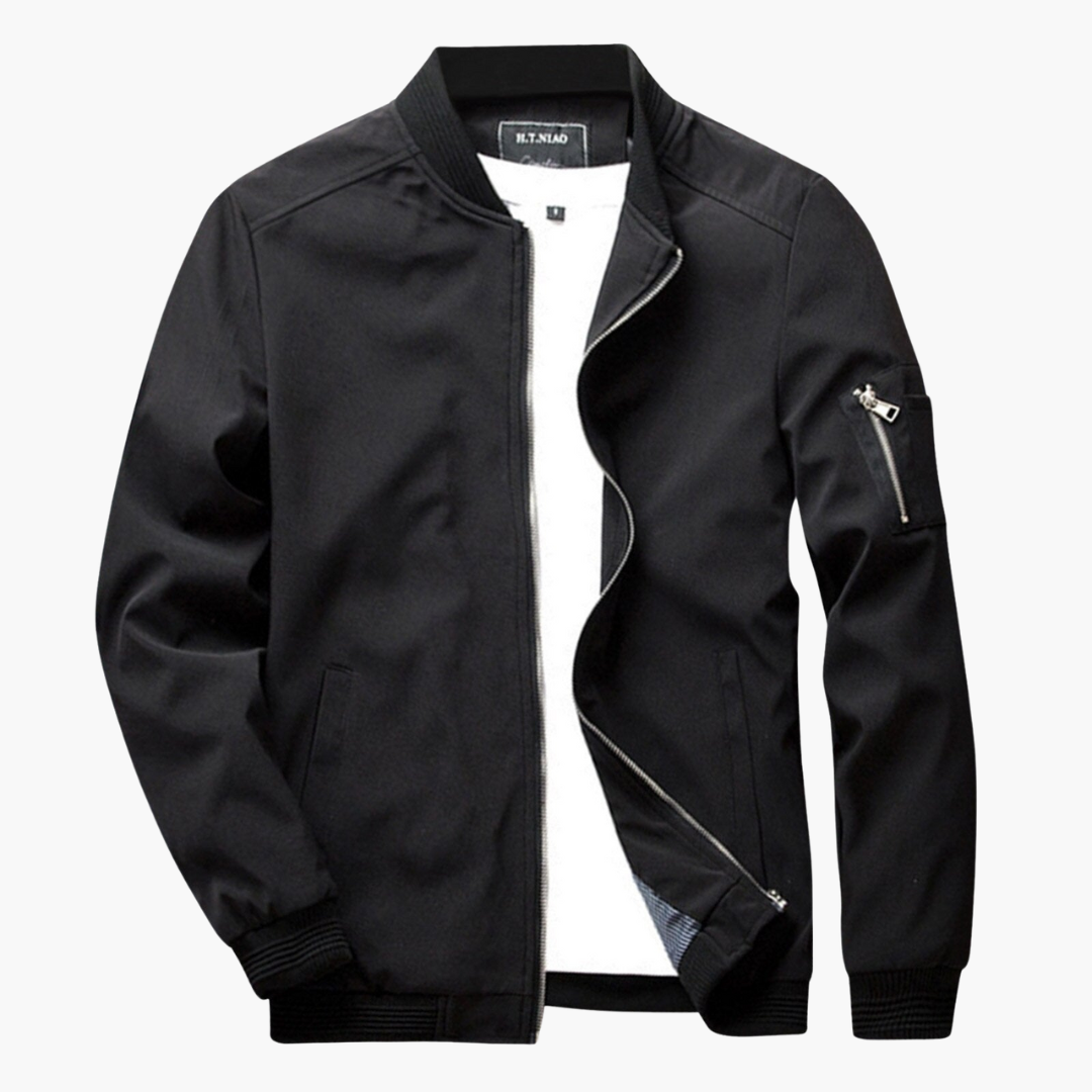 Black jacket with zippers on a white background