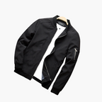 Black bomber jacket on a white background