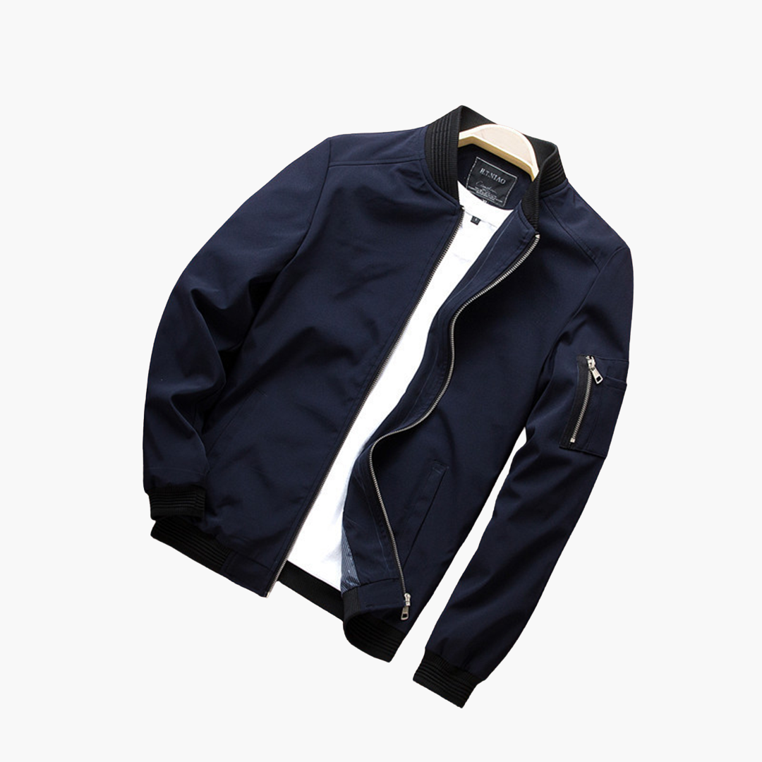 Navy blue jacket on a white background
