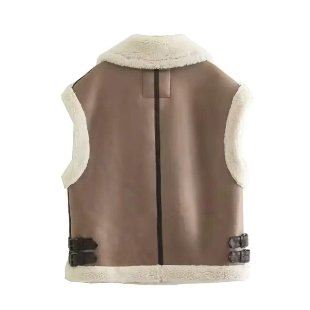 Women's Fleece Zipper Vest | Warm Tri-Color Gilet