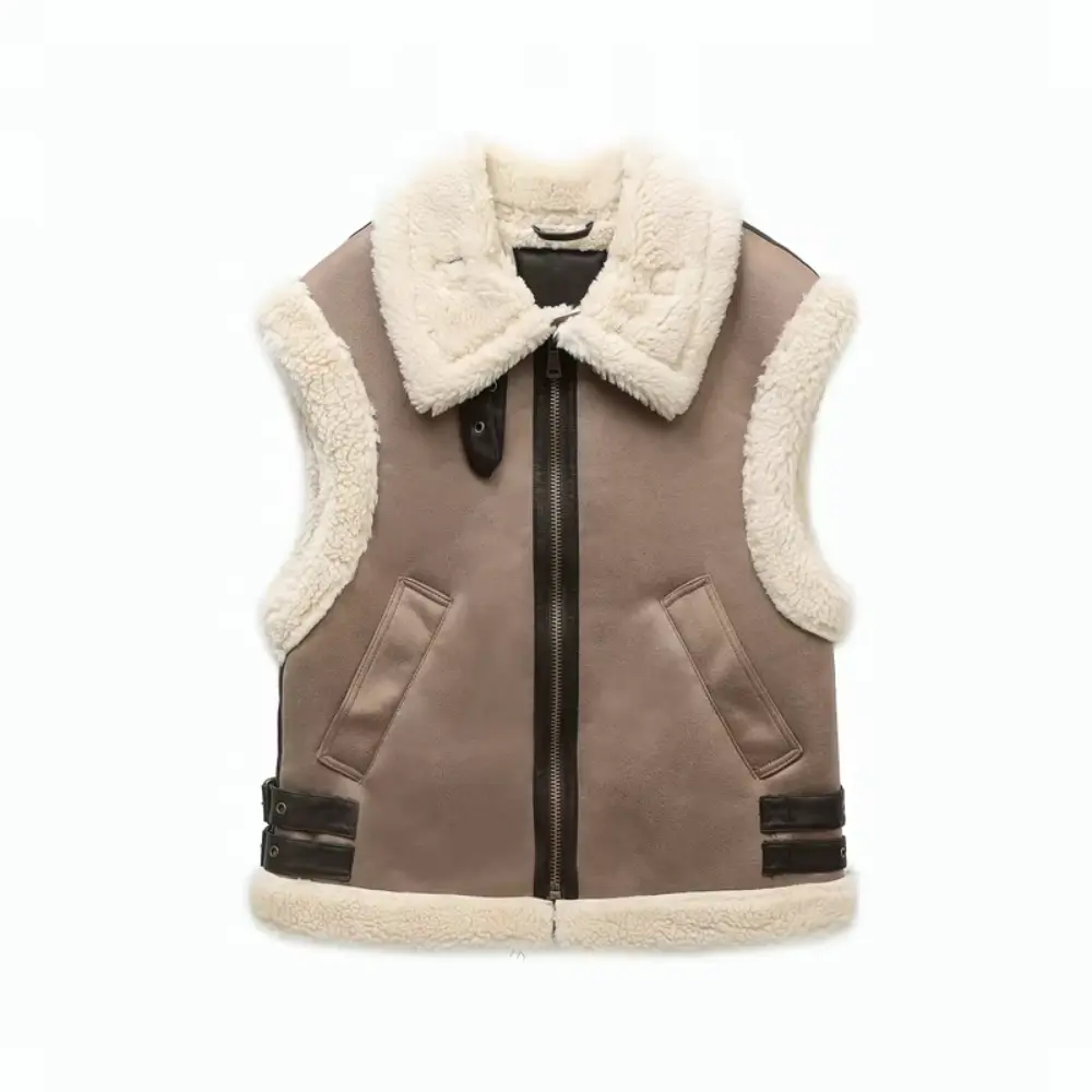 Women's Fleece Zipper Vest | Warm Tri-Color Gilet