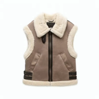 Women's Fleece Zipper Vest | Warm Tri-Color Gilet