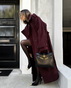 Women's Diana Tricot Trench Coat | Elegant Burgundy Outerwear