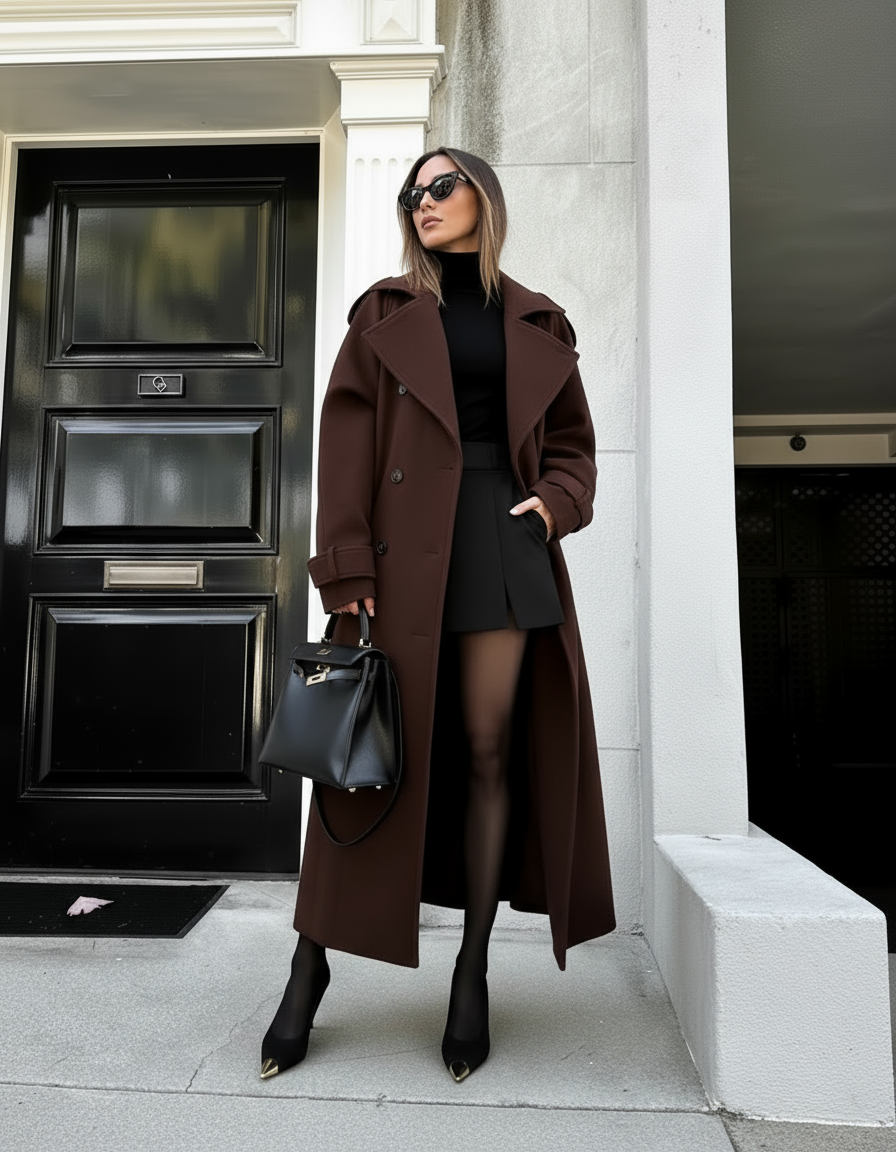 Women's Diana Tricot Trench Coat | Elegant Burgundy Outerwear