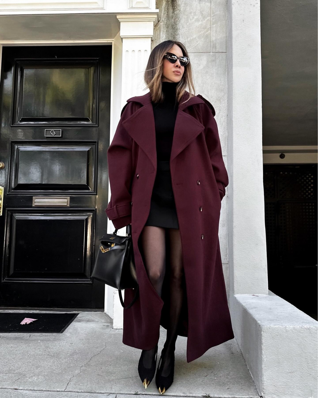 Women's Diana Tricot Trench Coat | Elegant Burgundy Outerwear