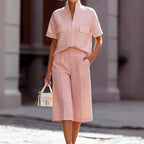 Women's Pocket Top & Wide-Leg Culotte Set | Chic Outfit