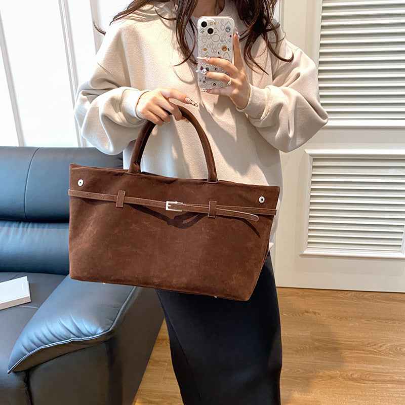 Versatile Suede Tote Bag for Everyday Use and Travel