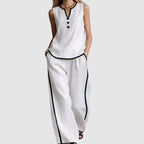 Victoria Women's 2-Piece Matching Outfit – Sleeveless Top & Wide-Leg Pants Set