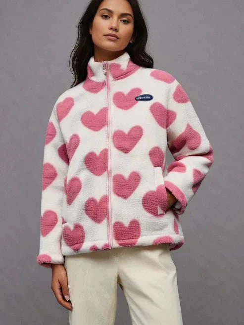 Women's Heart Fleece Winter Jacket | Warm Coat
