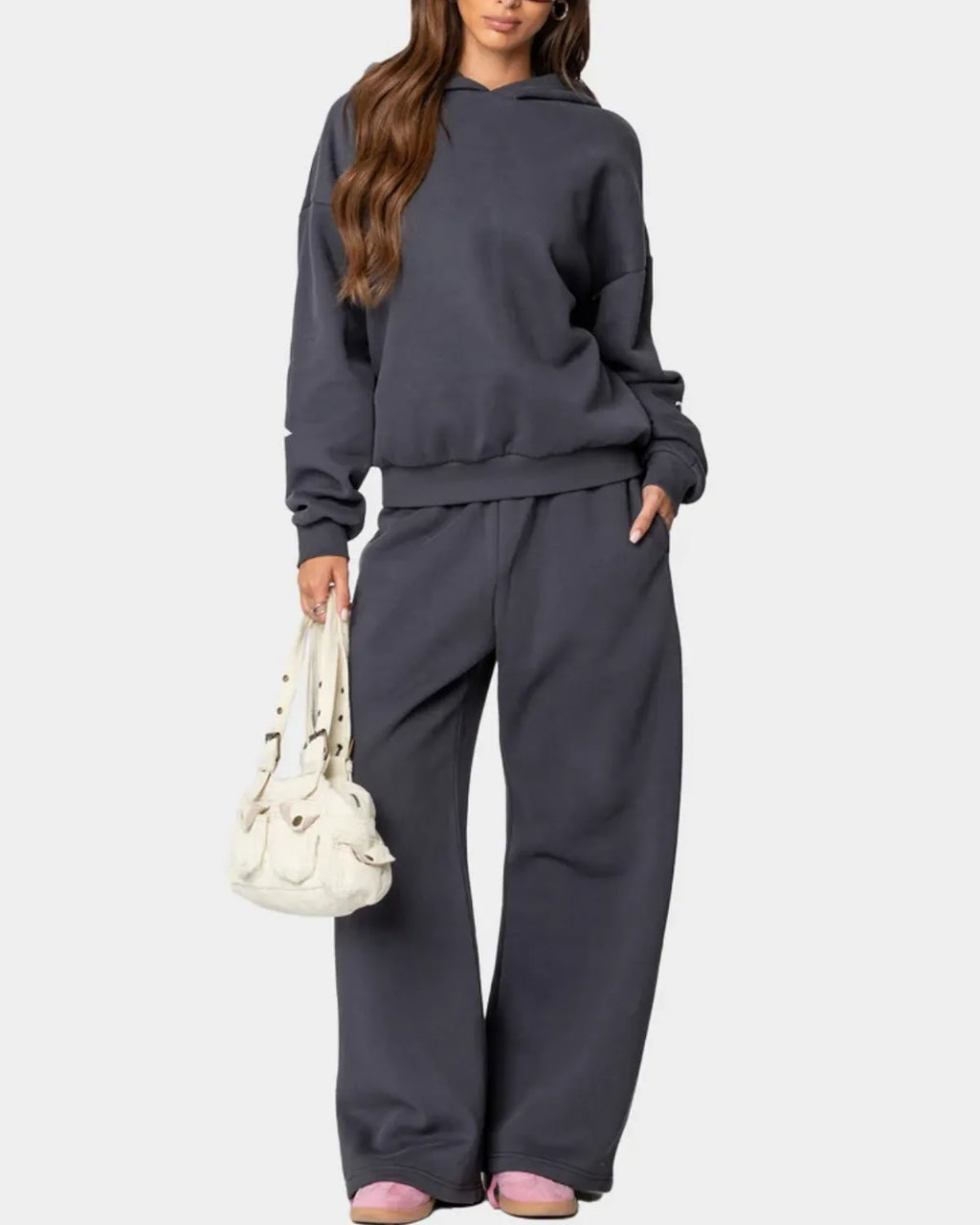 Women's 2-Piece Bow Print Hoodie & Wide Leg Pants Set – Casual Tracksuit Outfit