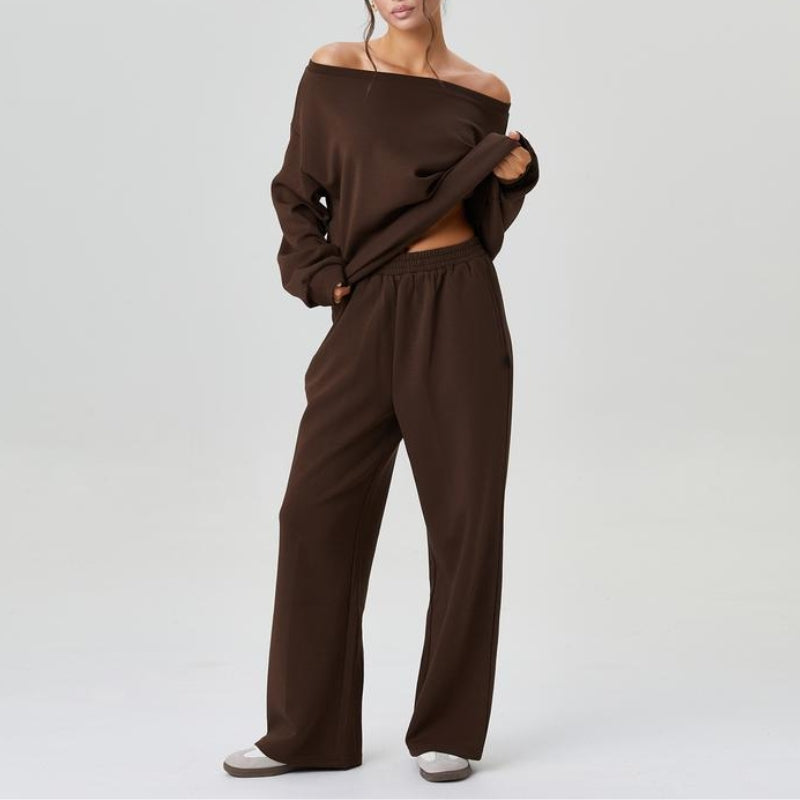 Women's Off-Shoulder Sweatshirt Set | Cozy Loungewear