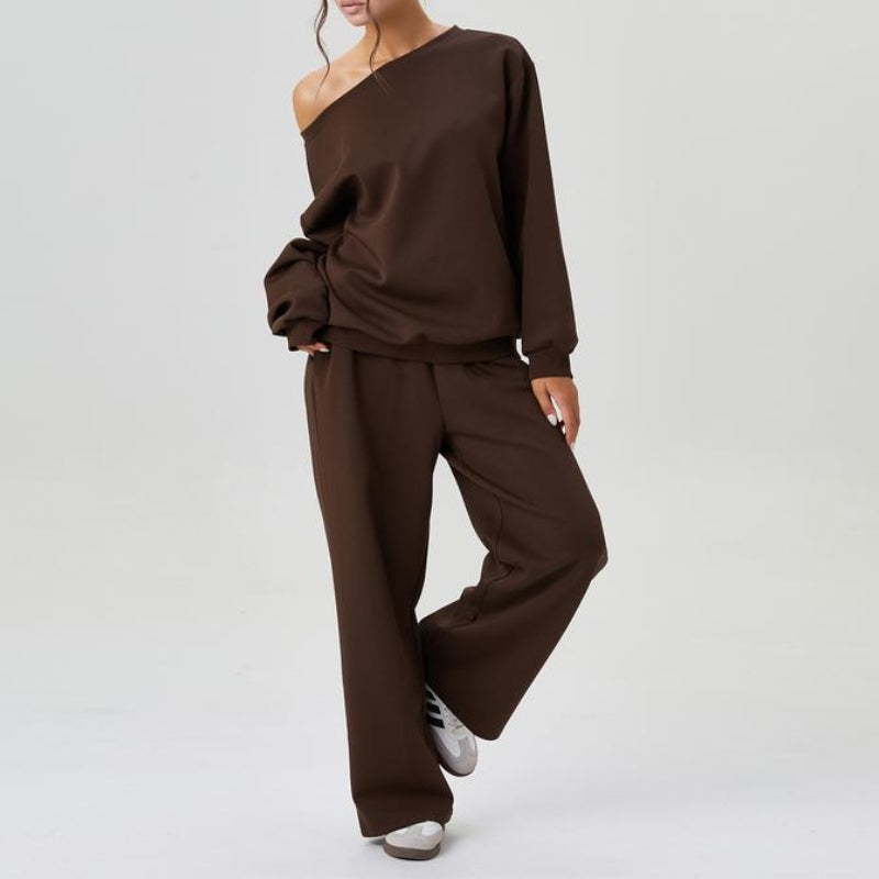 Women's Off-Shoulder Sweatshirt Set | Cozy Loungewear