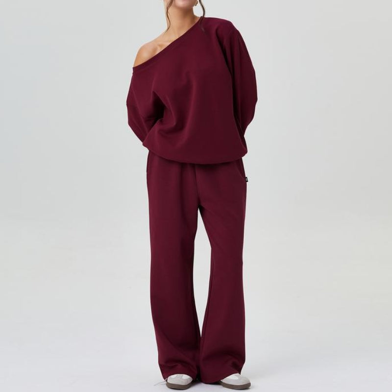 Women's Off-Shoulder Sweatshirt Set | Cozy Loungewear