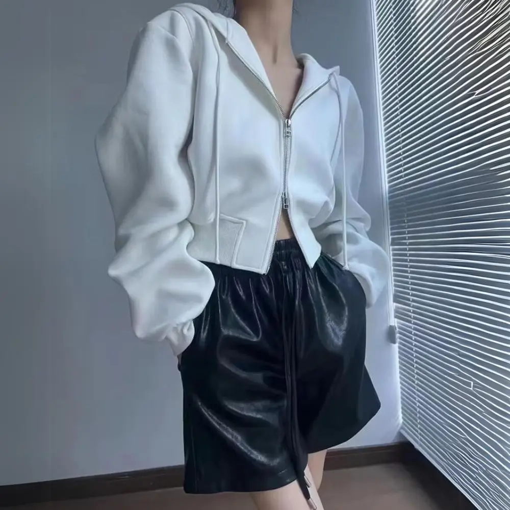 Women's Crop Zip-Up Hoodie | Trendy Casual Sweatshirt