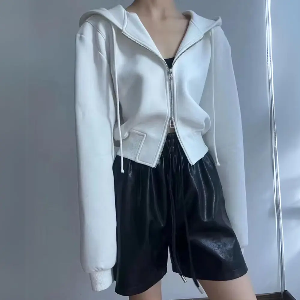 Women's Crop Zip-Up Hoodie | Trendy Casual Sweatshirt