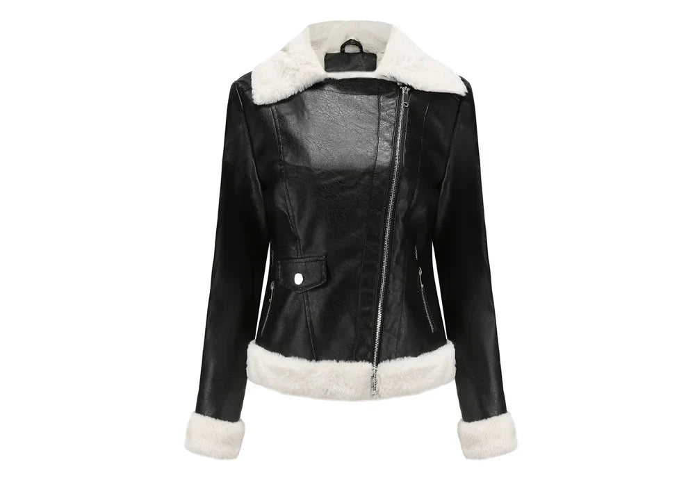 Women's Faux Leather Jacket | Warm Shearling Outerwear