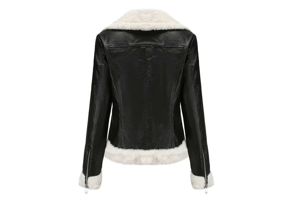 Women's Faux Leather Jacket | Warm Shearling Outerwear
