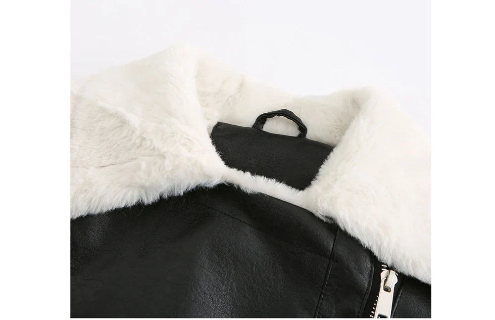 Women's Faux Leather Jacket | Warm Shearling Outerwear