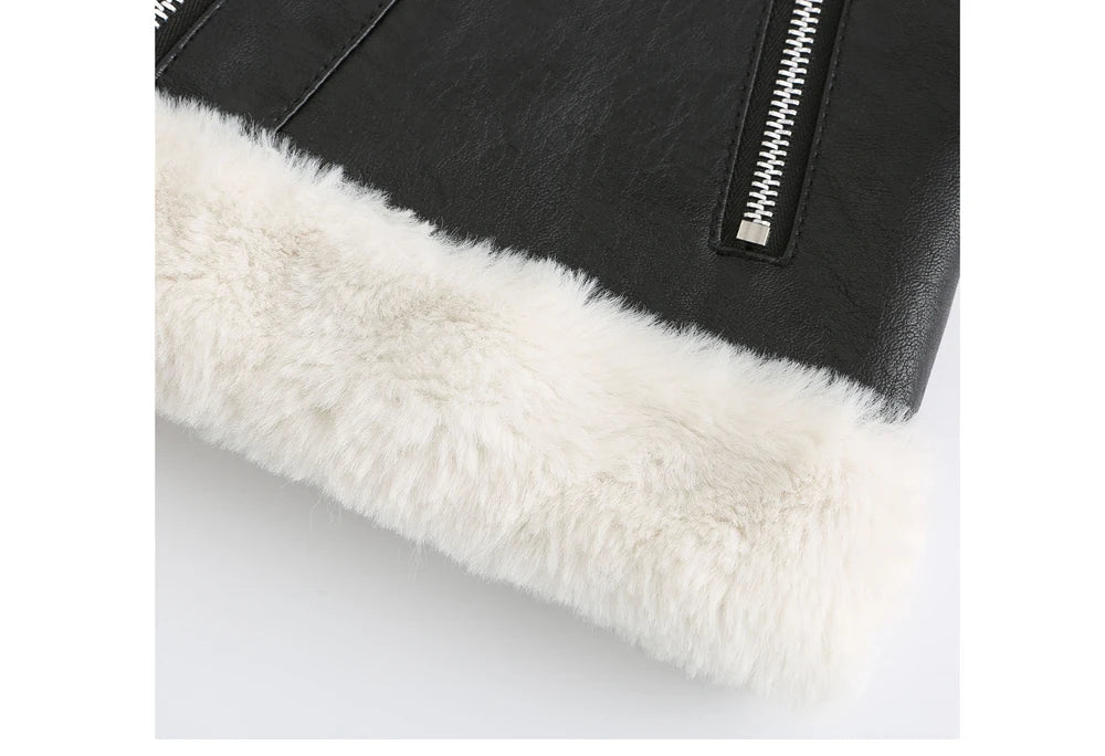 Women's Faux Leather Jacket | Warm Shearling Outerwear