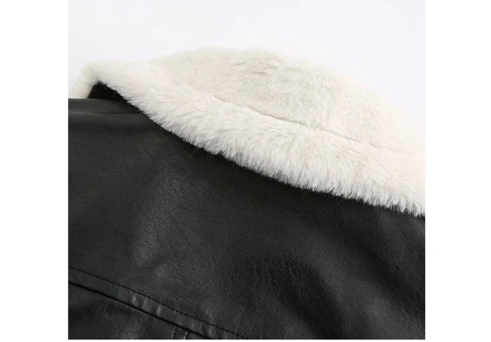 Women's Faux Leather Jacket | Warm Shearling Outerwear