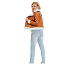 Women's Faux Leather Jacket | Warm Shearling Outerwear