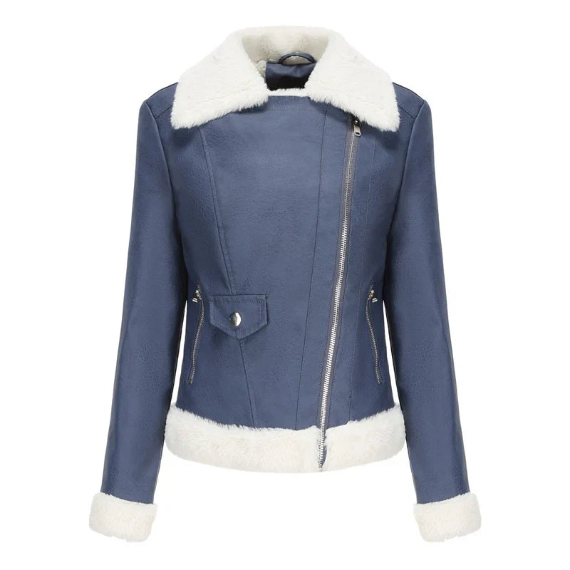 Women's Faux Leather Jacket | Warm Shearling Outerwear