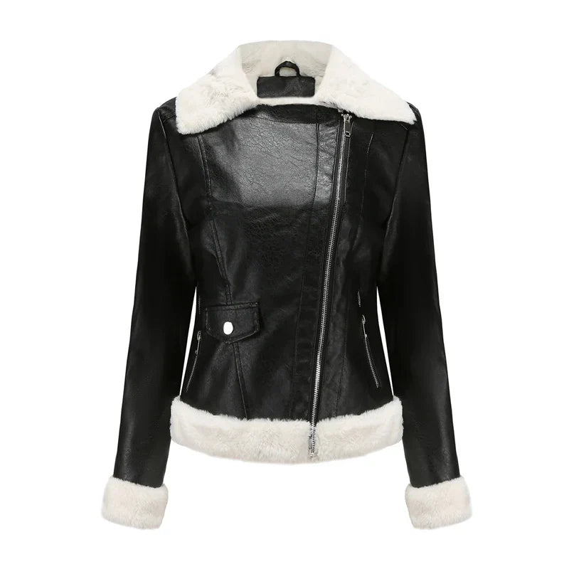 Women's Faux Leather Jacket | Warm Shearling Outerwear