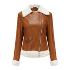 Women's Faux Leather Jacket | Warm Shearling Outerwear