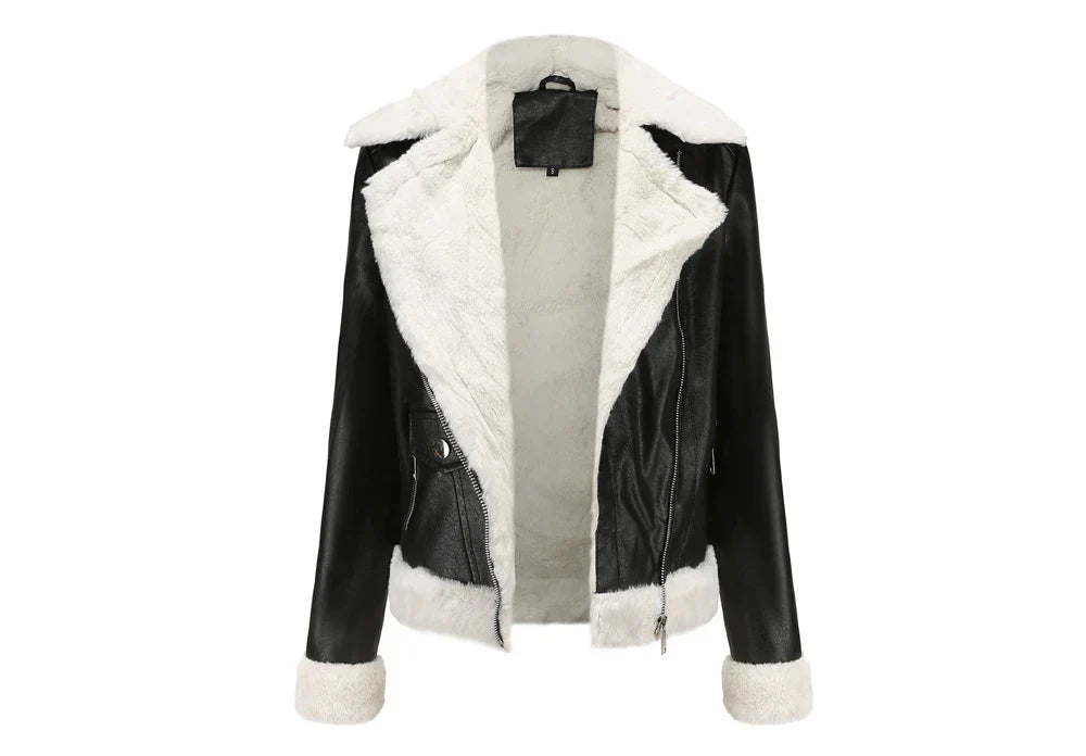 Women's Faux Leather Jacket | Warm Shearling Outerwear