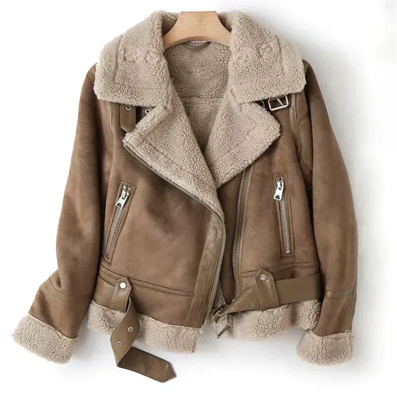 Women's Faux Leather Sherpa Coat | Warm Jacket