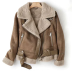 Women's Faux Leather Sherpa Coat | Warm Jacket