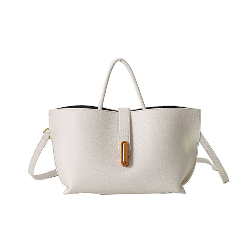 Women's Litchi Pattern Shoulder Bucket Bag