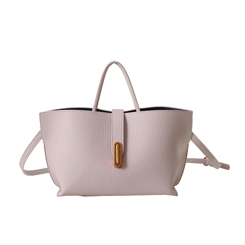 Women's Litchi Pattern Shoulder Bucket Bag