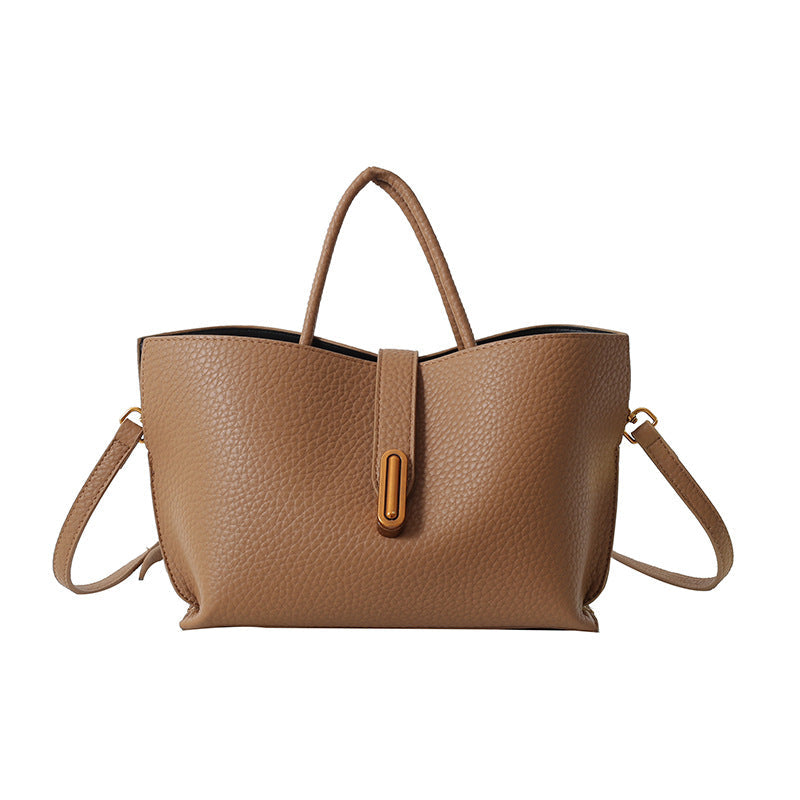 Women's Litchi Pattern Shoulder Bucket Bag