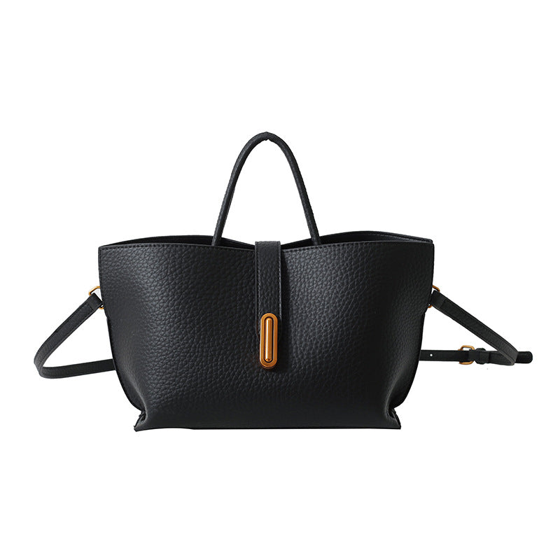 Women's Litchi Pattern Shoulder Bucket Bag