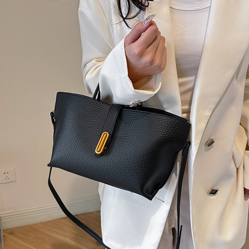 Women's Litchi Pattern Shoulder Bucket Bag