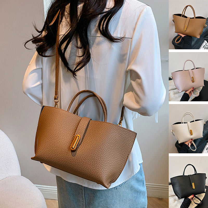 Women's Litchi Pattern Shoulder Bucket Bag