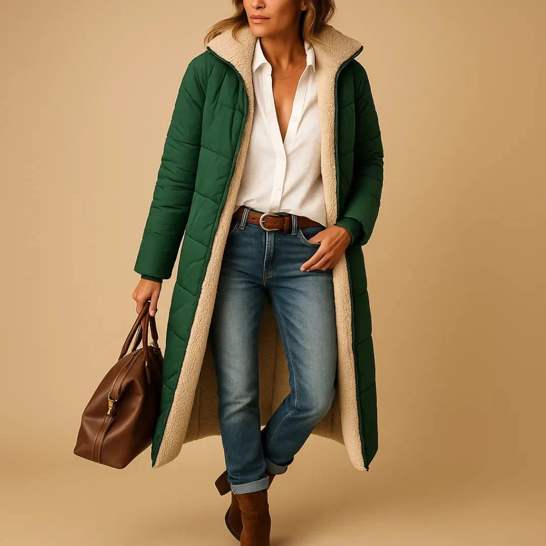 Women's Long Quilted Puffer Jacket | Warm Winter Coat