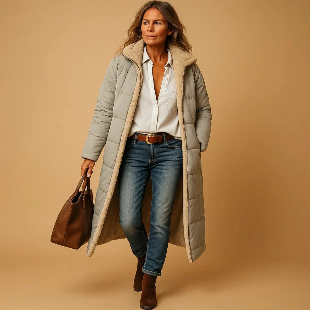 Women's Long Quilted Puffer Jacket | Warm Winter Coat