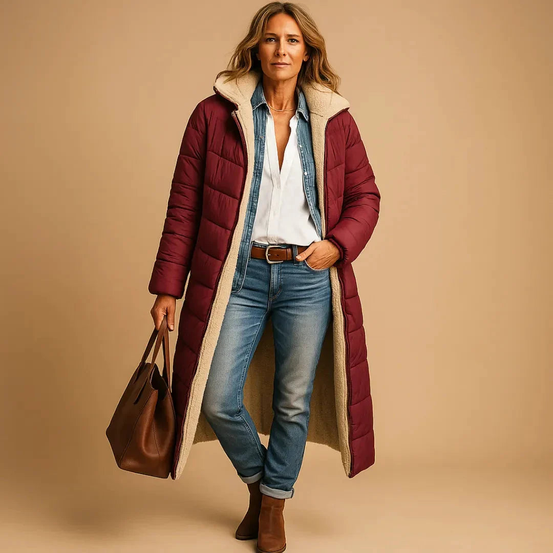 Women's Long Quilted Puffer Jacket | Warm Winter Coat