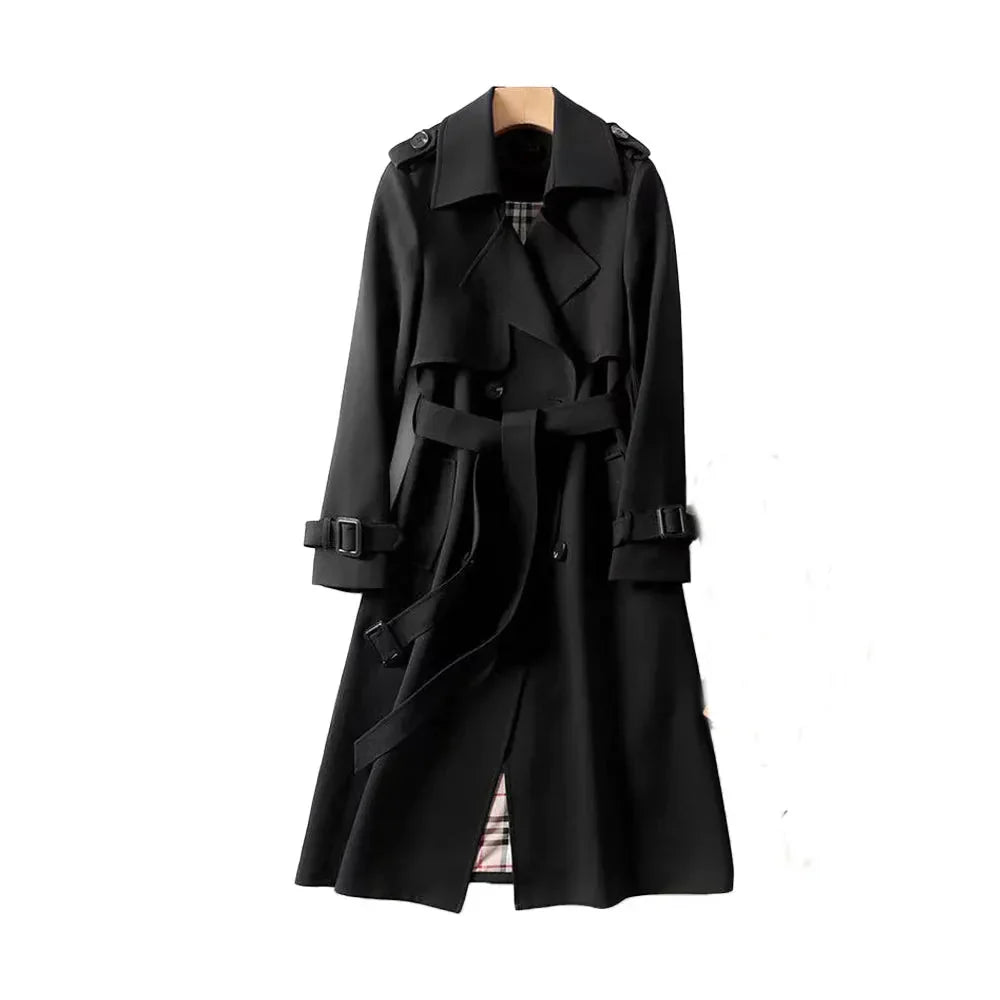 Women's Longline Trench Coat | Double-Breasted Outerwear