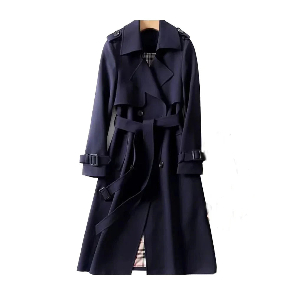 Women's Longline Trench Coat | Double-Breasted Outerwear