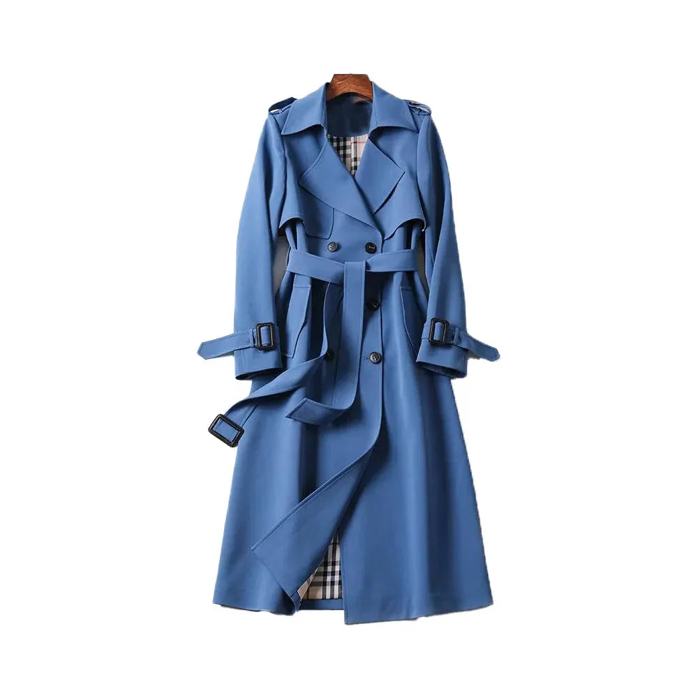 Women's Longline Trench Coat | Double-Breasted Outerwear